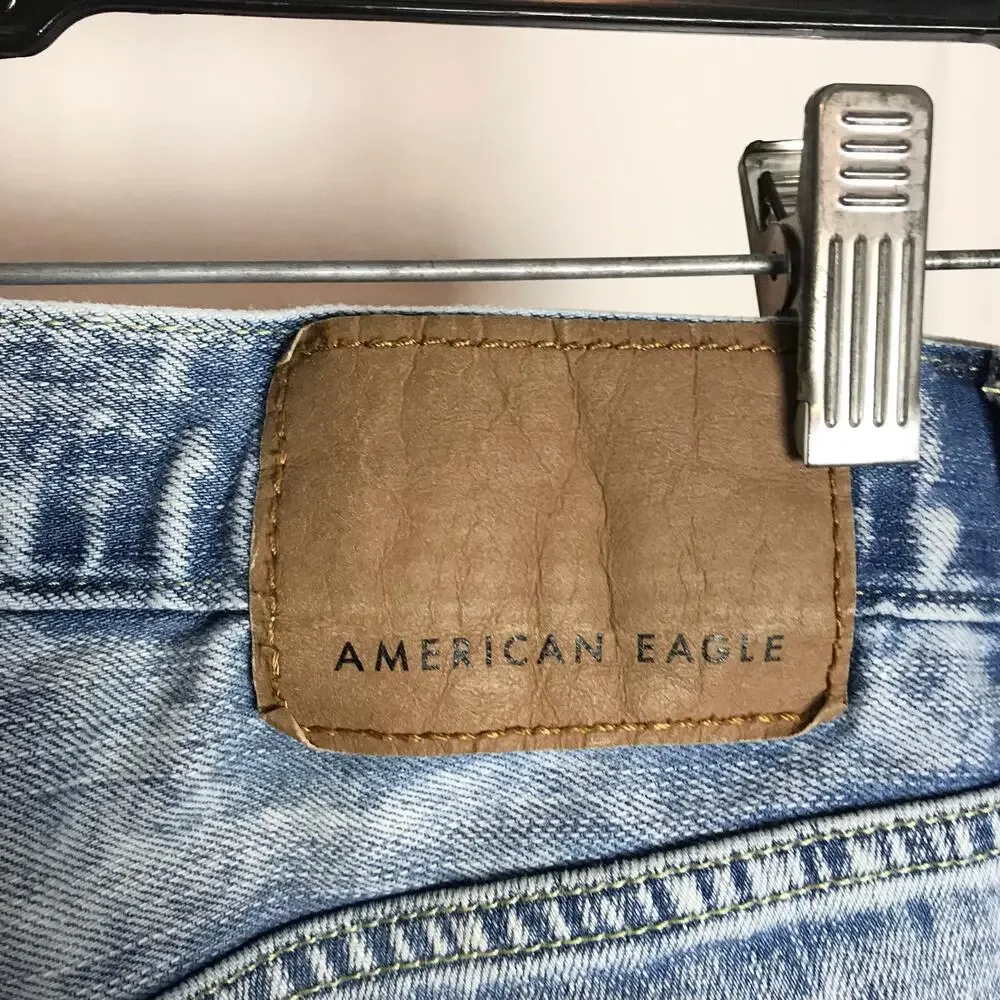 American Eagle Men's 28x32 Flex Acid Wash Destroyed Skinny Denim Jeans